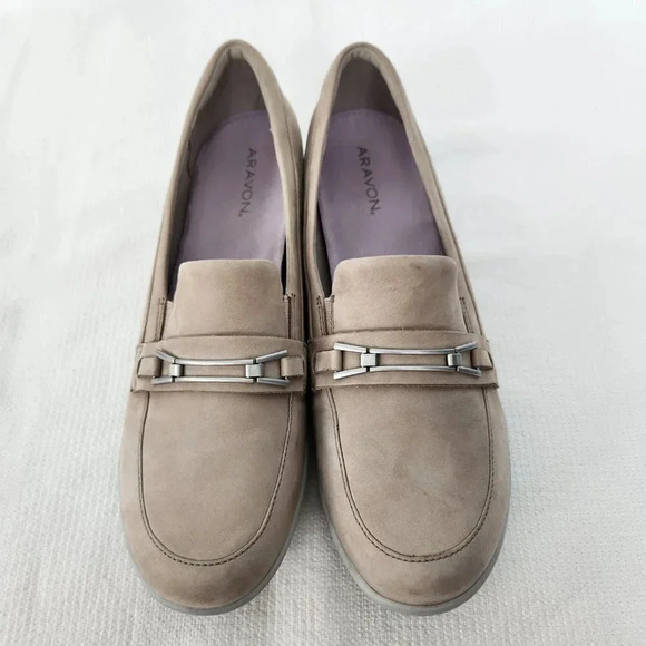 Aravon Shoes - ARAVON Josie Bit Womens Loafers Size 11 Dove (Beige) Nubuck Leather Comfort Shoe